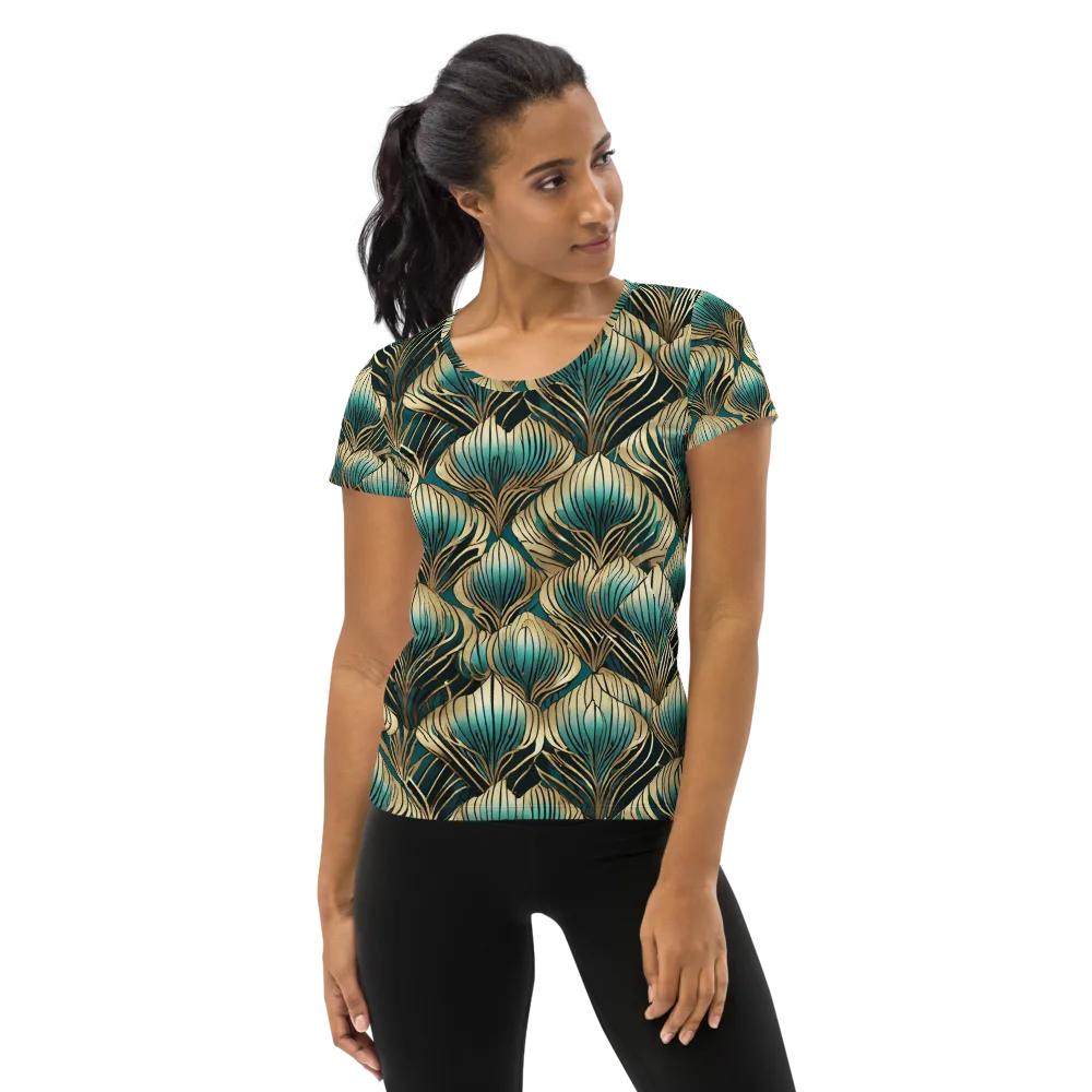 Turquoise Allium on Women's Athletic T-Shirt — Front