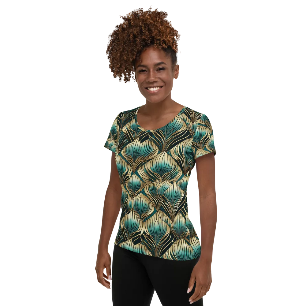 Turquoise Allium on Women's Athletic T-Shirt — Left