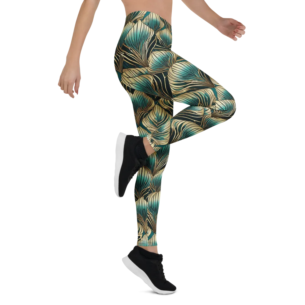 Turquoise Allium on Leggings — Right