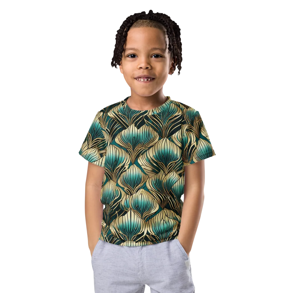 Turquoise Allium on Kids Crew Neck T-Shirt — Front