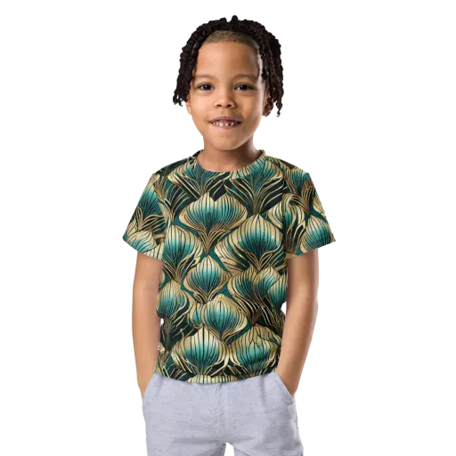 Turquoise Allium on a Kids Crew Neck T-Shirt