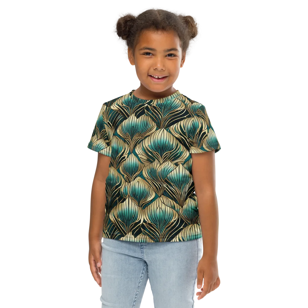 Turquoise Allium on Kids Crew Neck T-Shirt — Front