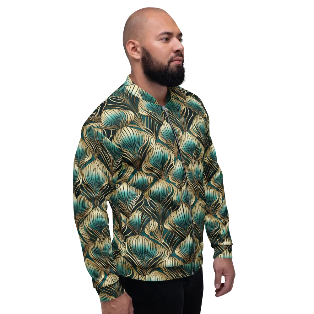 Turquoise Allium on Bomber Jacket — Right