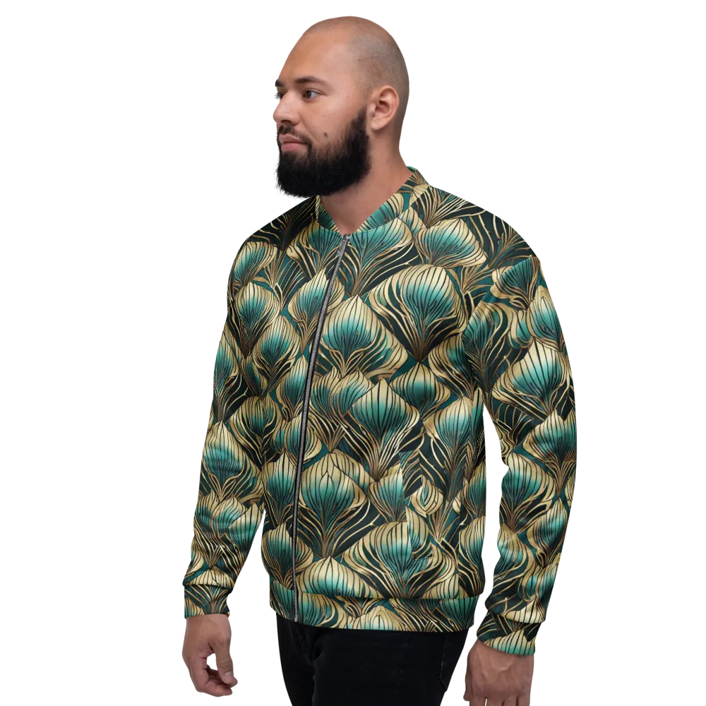 Turquoise Allium on Bomber Jacket — Left