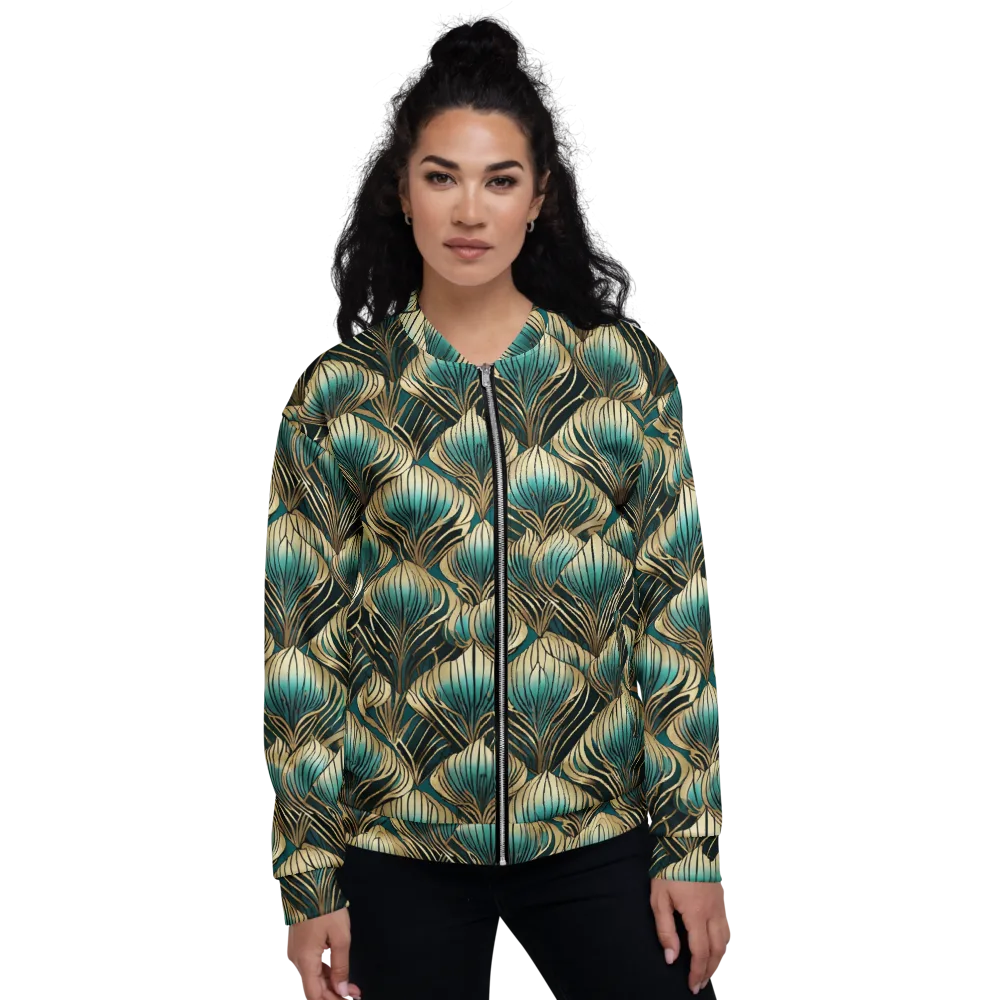 Turquoise Allium on Bomber Jacket — Front