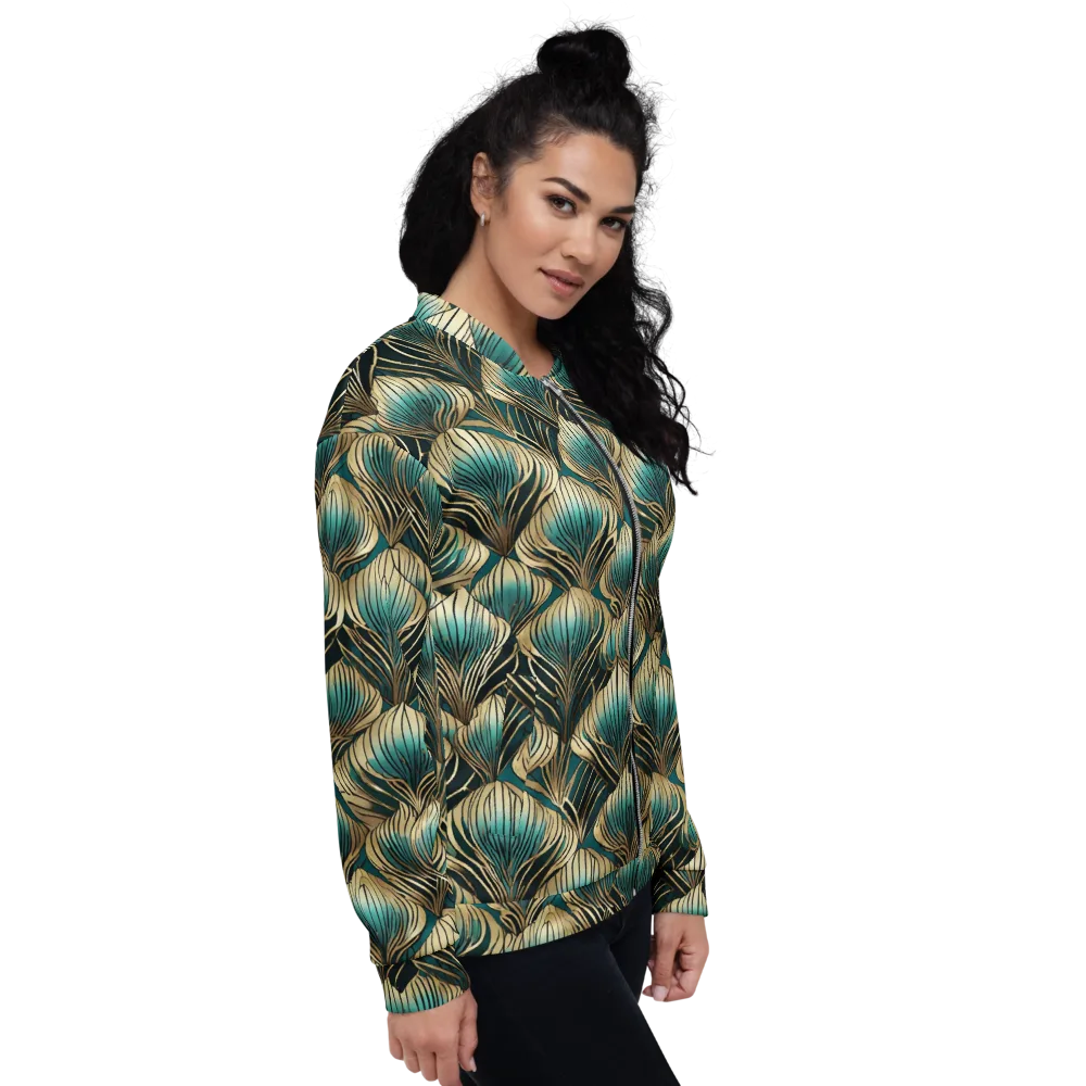 Turquoise Allium on Bomber Jacket — Right