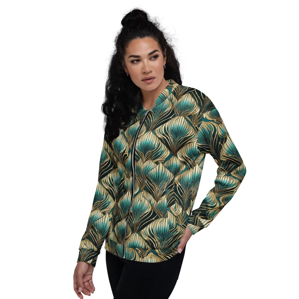 Turquoise Allium on Bomber Jacket — Left