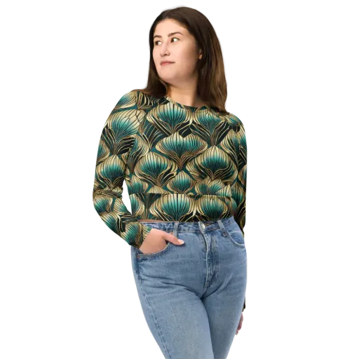 Turquoise Allium on a Long Sleeve Crop Top