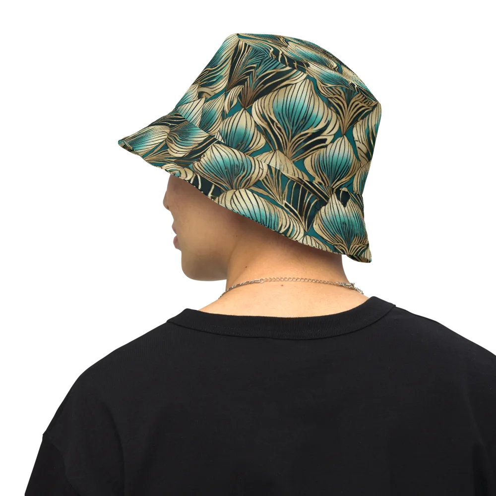 Turquoise Allium on Reversible Bucket Hat — Back Inside