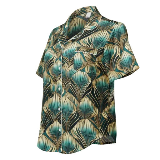 Turquoise Allium on a Women's Short Sleeve Pajama Top