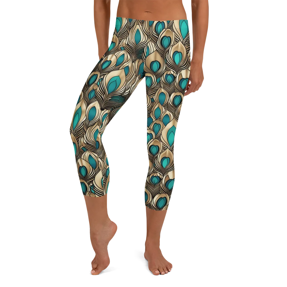 Gilded Feather on Capri Leggings — Front