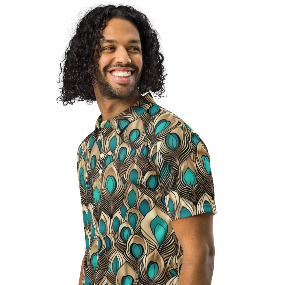 Gilded Feather on Men's Slim Fit Polo Shirt — Left Front