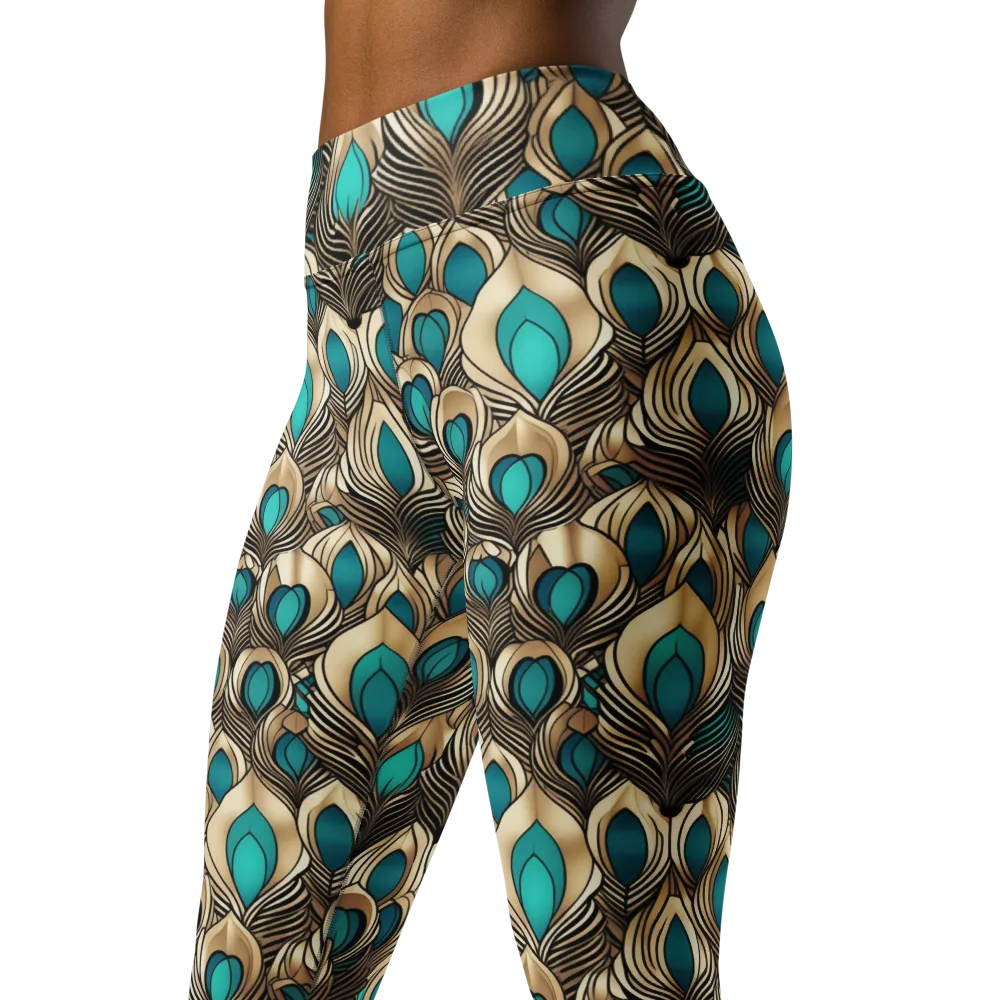 Gilded Feather on Yoga Leggings — Left Front