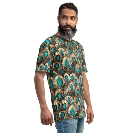 Gilded Feather on a Men's Crew Neck T-Shirt
