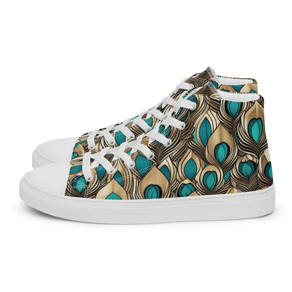 Gilded Feather on Men's High Top Canvas Shoes — Left