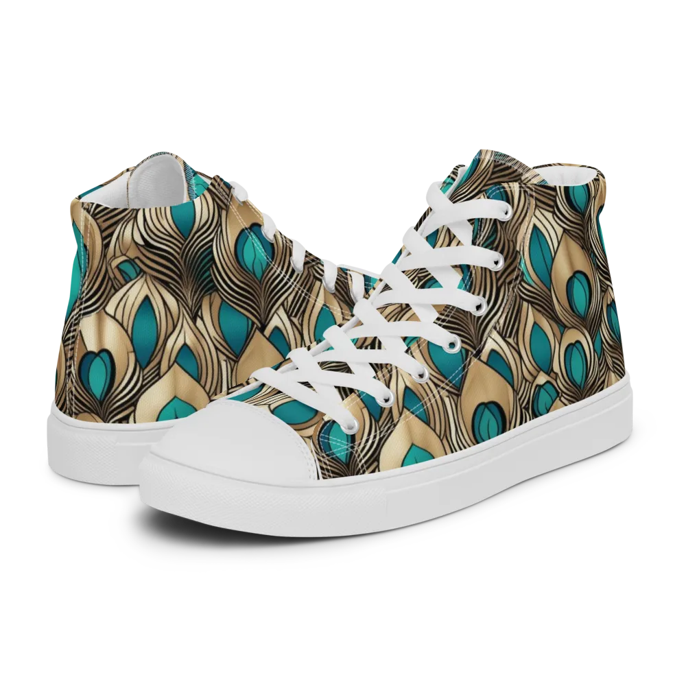 Gilded Feather on Men's High Top Canvas Shoes — Left