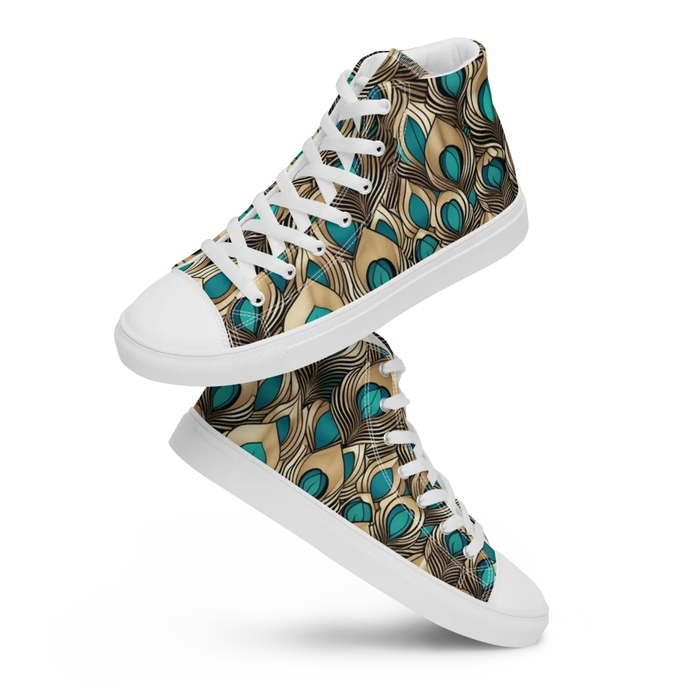 Gilded Feather on Men's High Top Canvas Shoes — Front