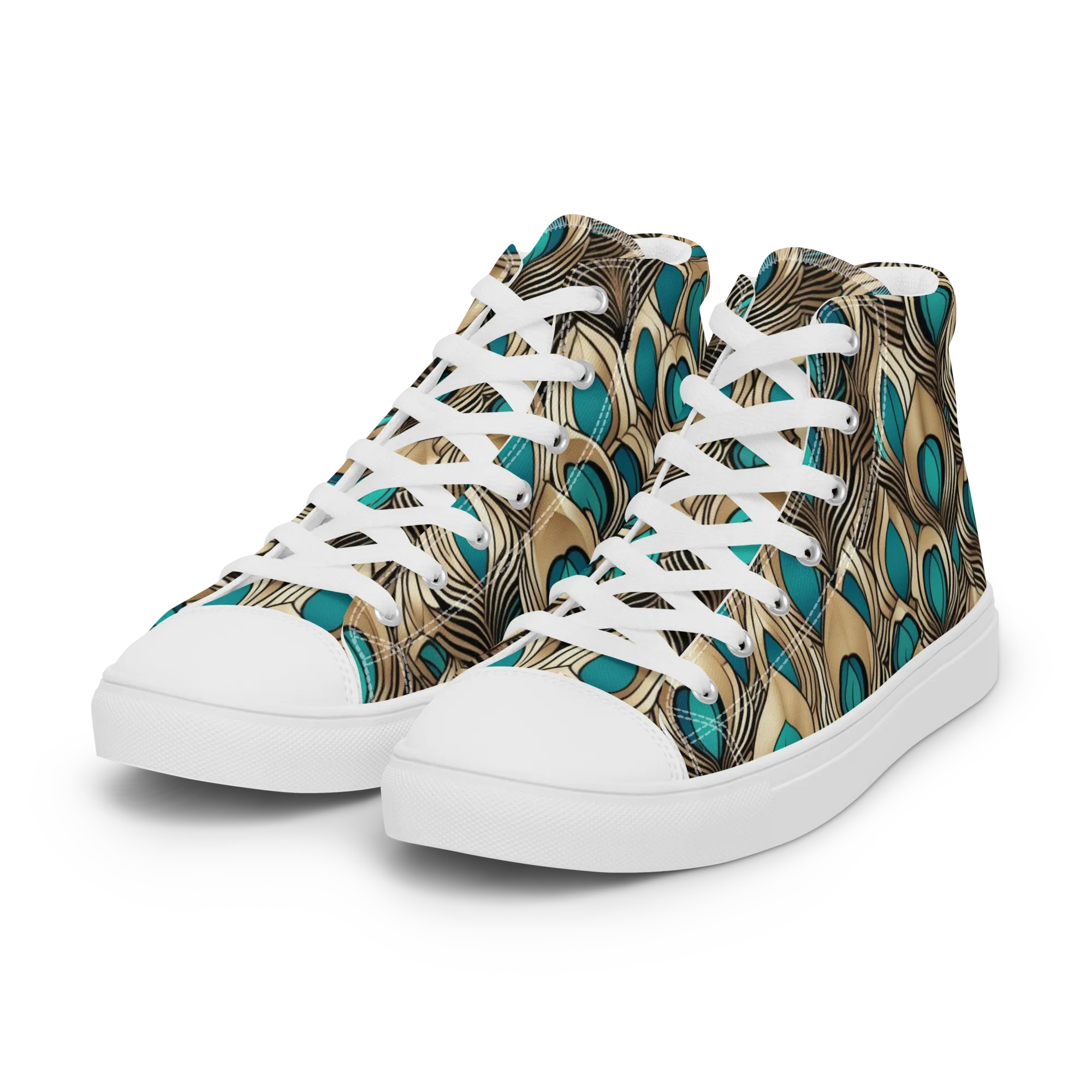Gilded Feather on Women's High Top Canvas Shoes — Left Front