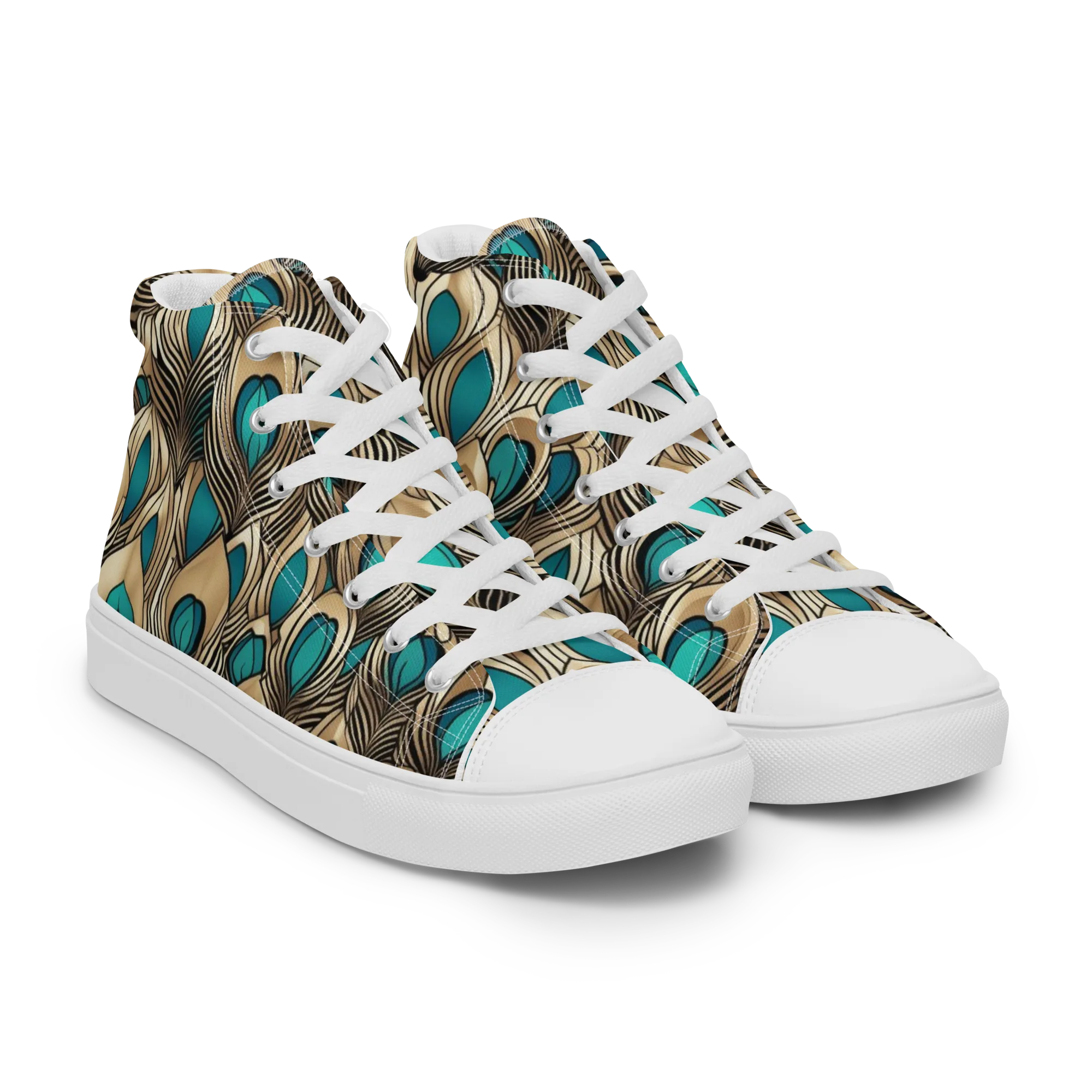 Gilded Feather on Women's High Top Canvas Shoes — Right Front