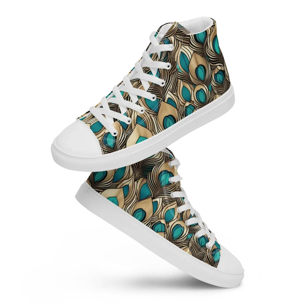 Gilded Feather on Women's High Top Canvas Shoes — Front