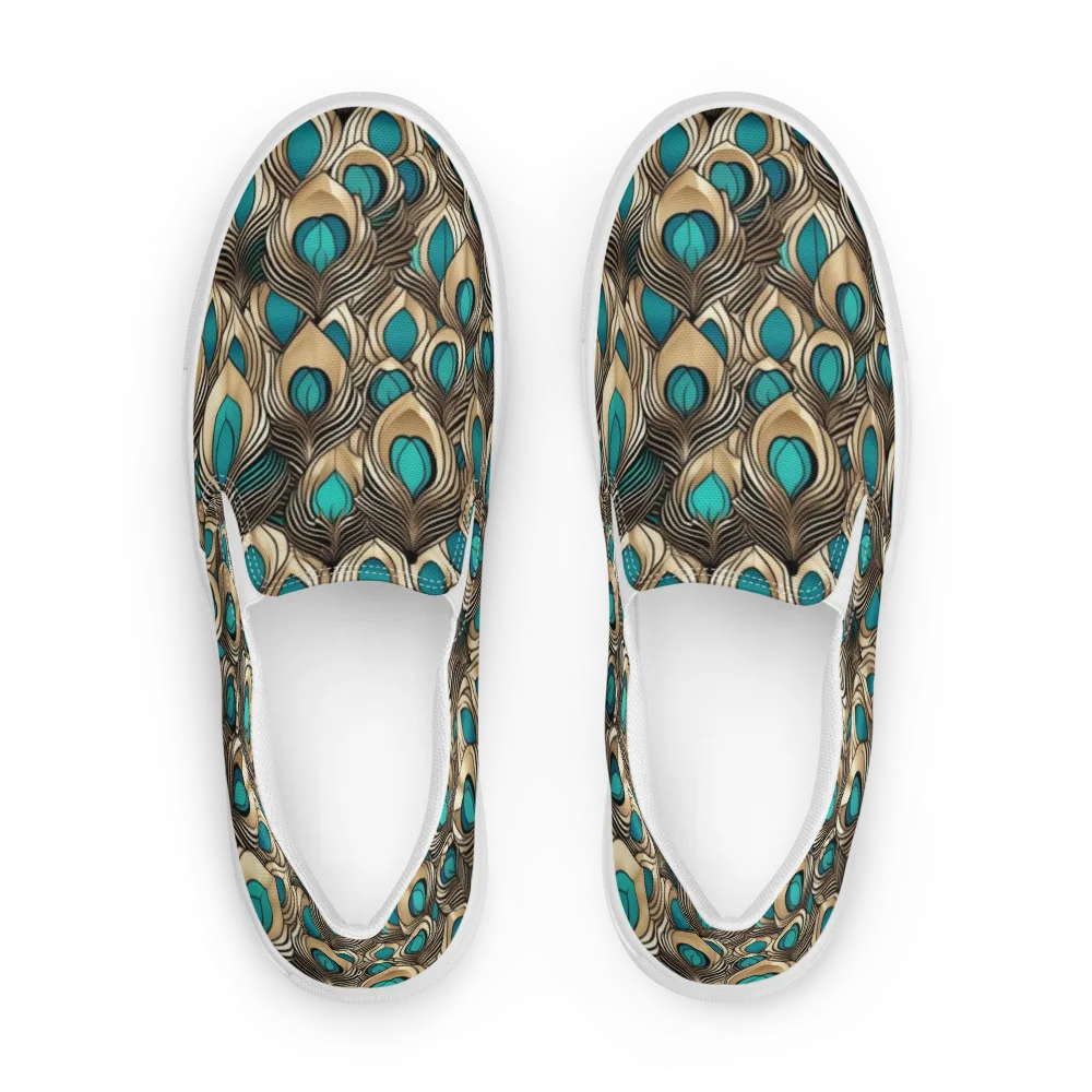 Gilded Feather on Men's Slip-On Canvas Shoes — Front