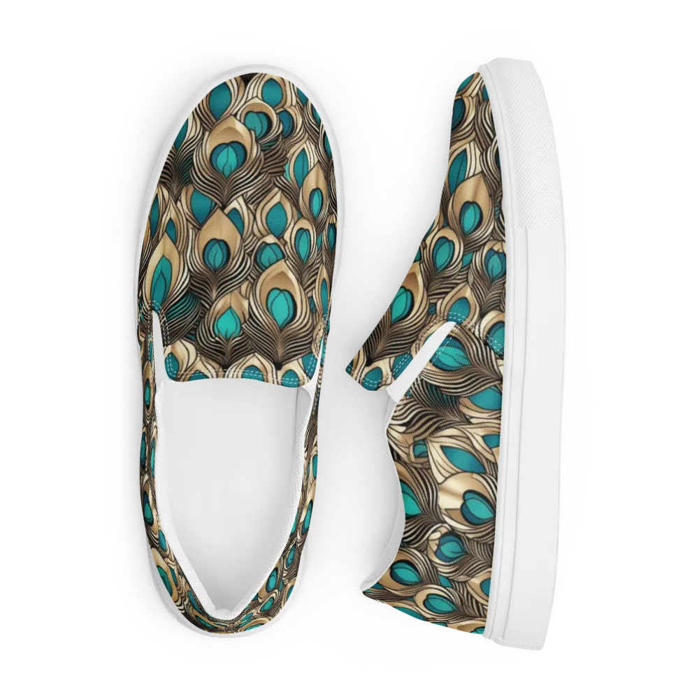 Gilded Feather on Men's Slip-On Canvas Shoes — Front