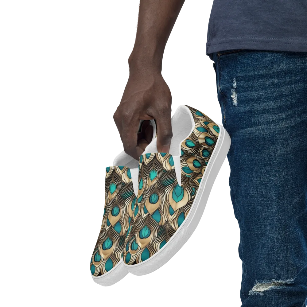 Gilded Feather on Men's Slip-On Canvas Shoes — Left Front
