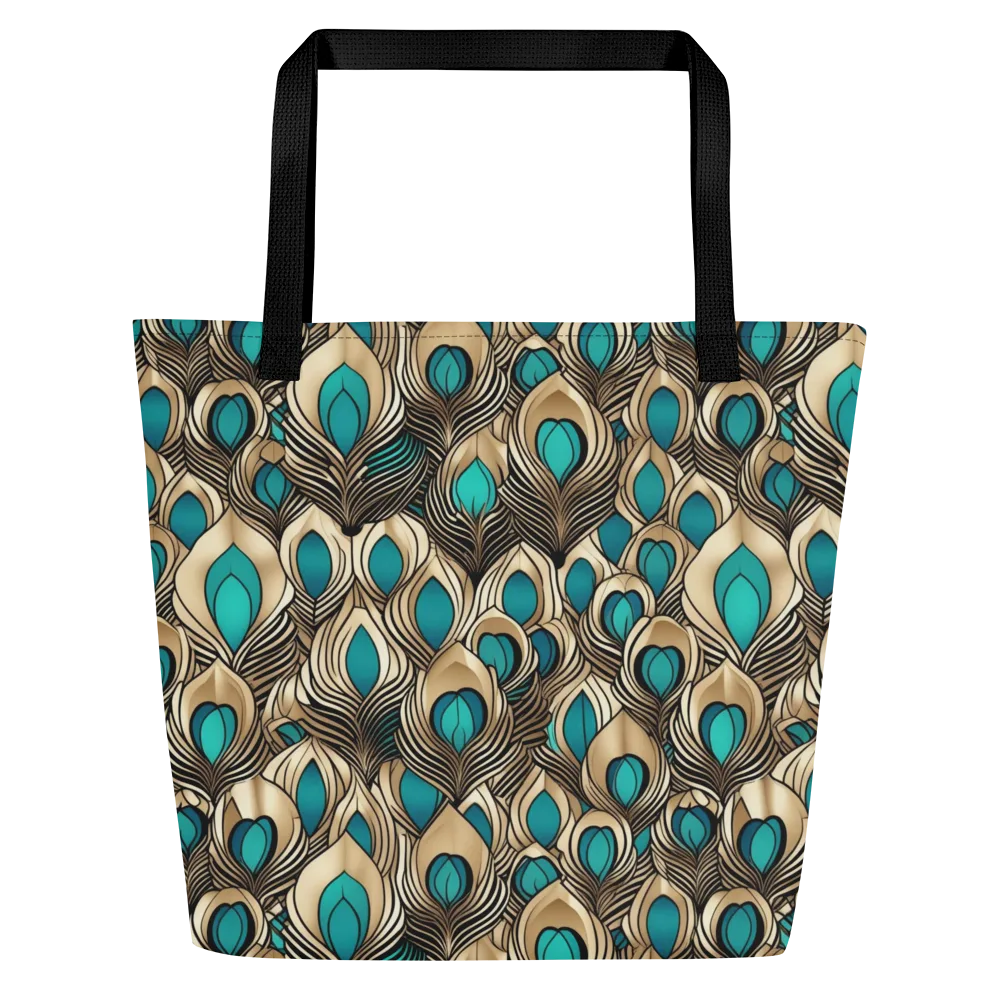 Gilded Feather on Large Tote Bag W/ Pocket — Front