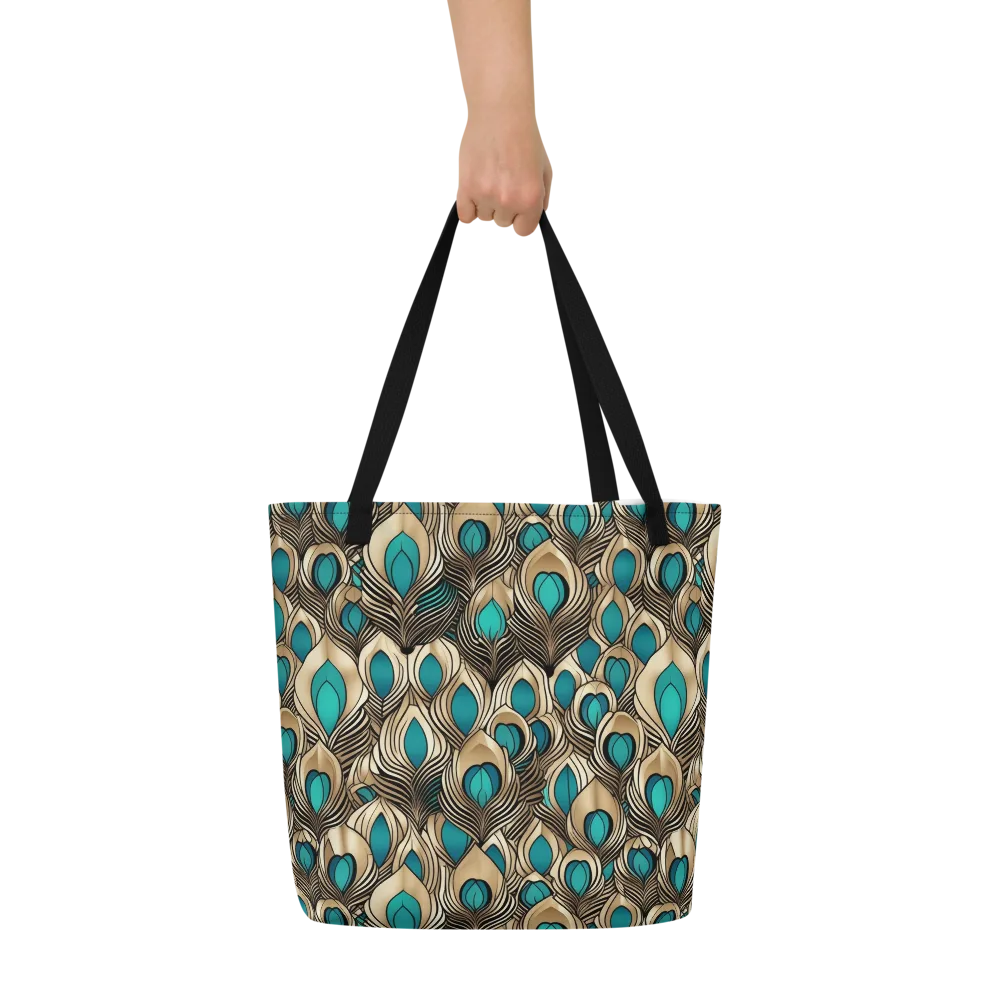 Gilded Feather on Large Tote Bag W/ Pocket — Front