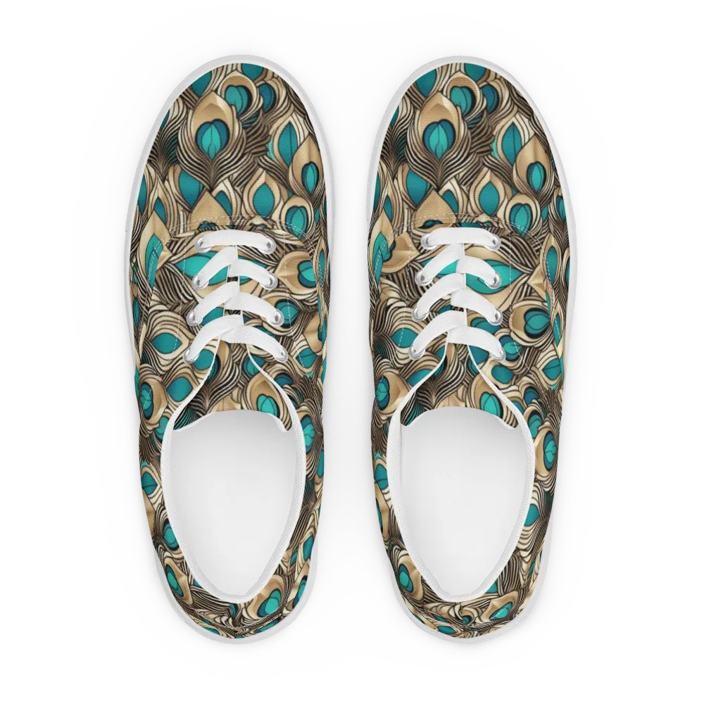 Gilded Feather on Men's Lace-Up Canvas Shoes — Front