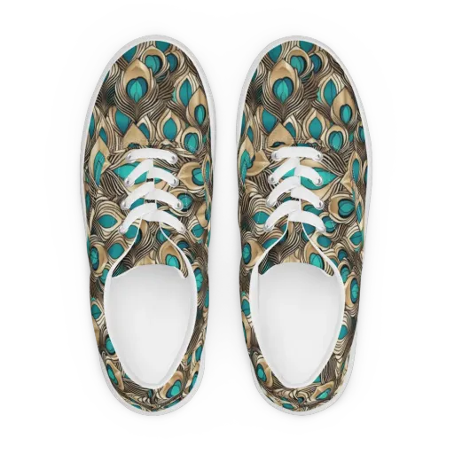 Gilded Feather on a Men's Lace-Up Canvas Shoes