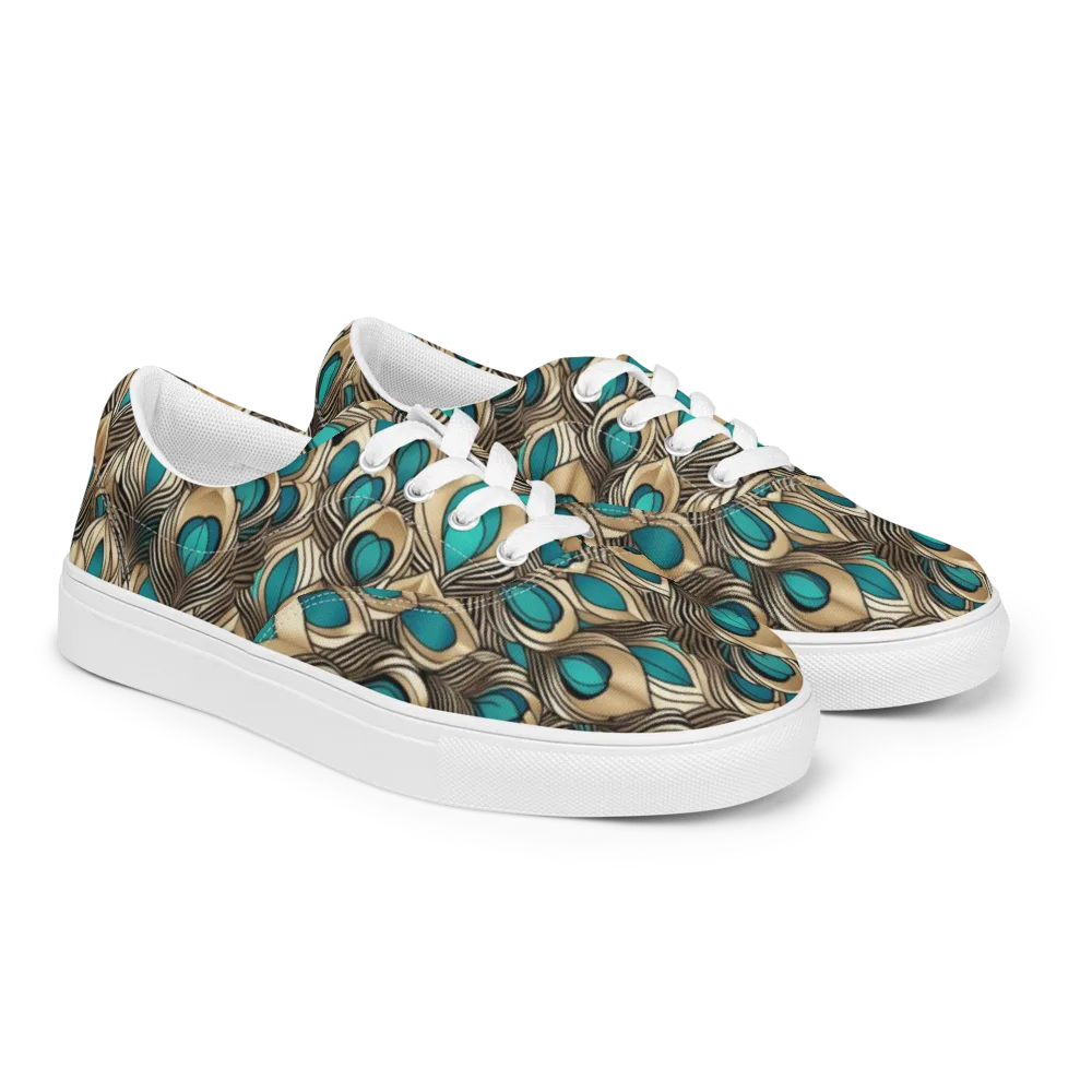 Gilded Feather on Men's Lace-Up Canvas Shoes — Right Front