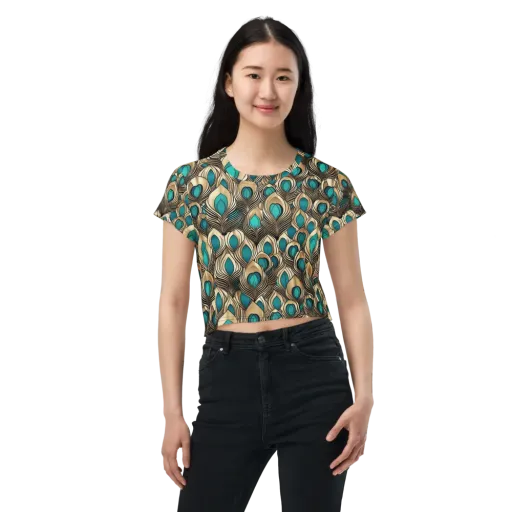 Gilded Feather on a Crop Tee