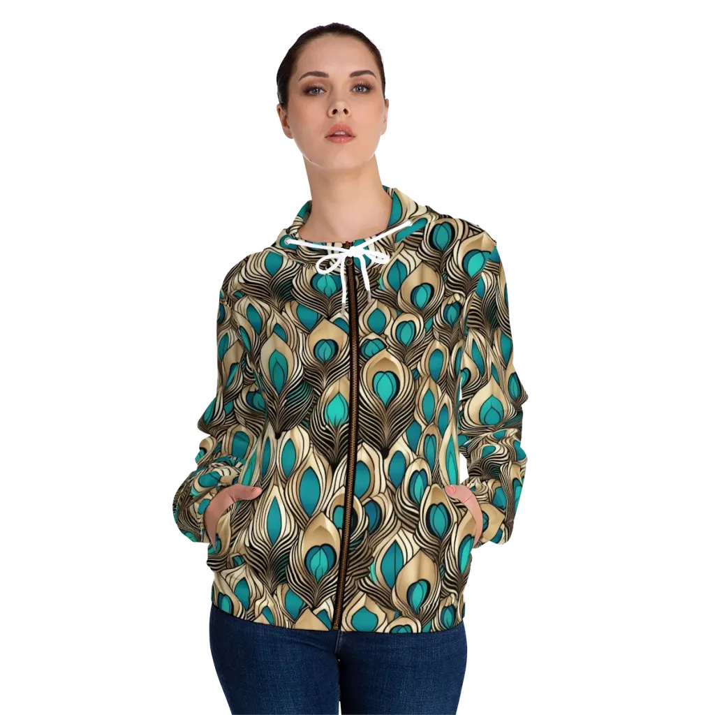 Gilded Feather on Women's Full-Zip Hoodie — Front On Person