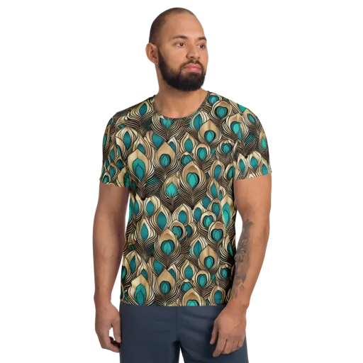 Gilded Feather on a Men's Athletic T-Shirt