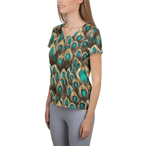 Gilded Feather on a Women's Athletic T-Shirt