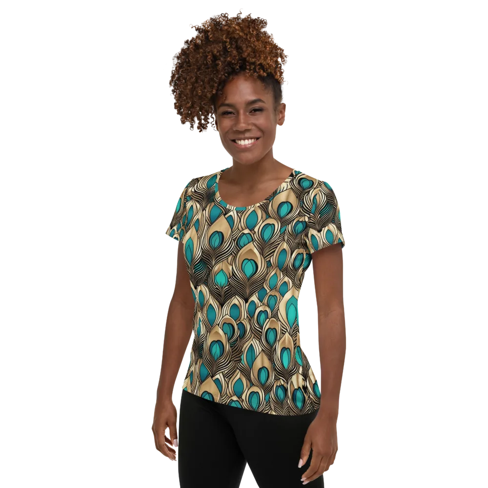 Gilded Feather on Women's Athletic T-Shirt — Left