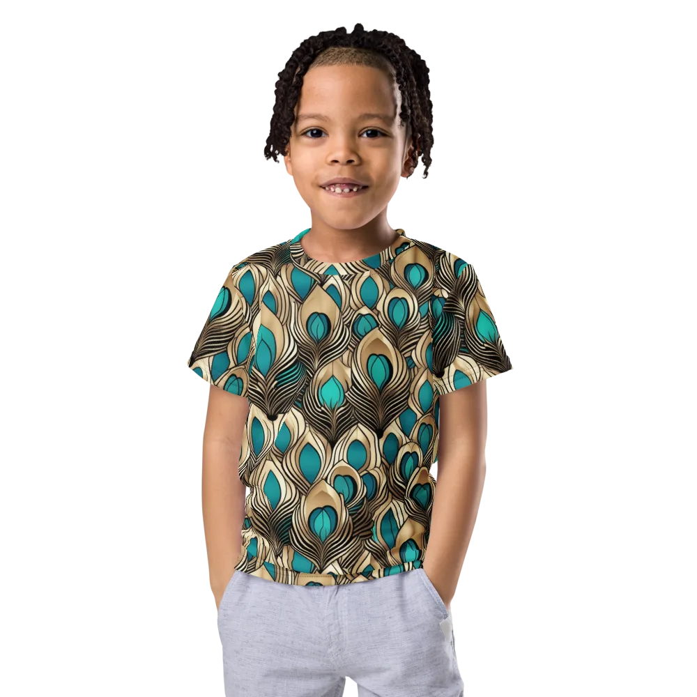Gilded Feather on Kids Crew Neck T-Shirt — Front