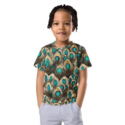 Gilded Feather on a Kids Crew Neck T-Shirt