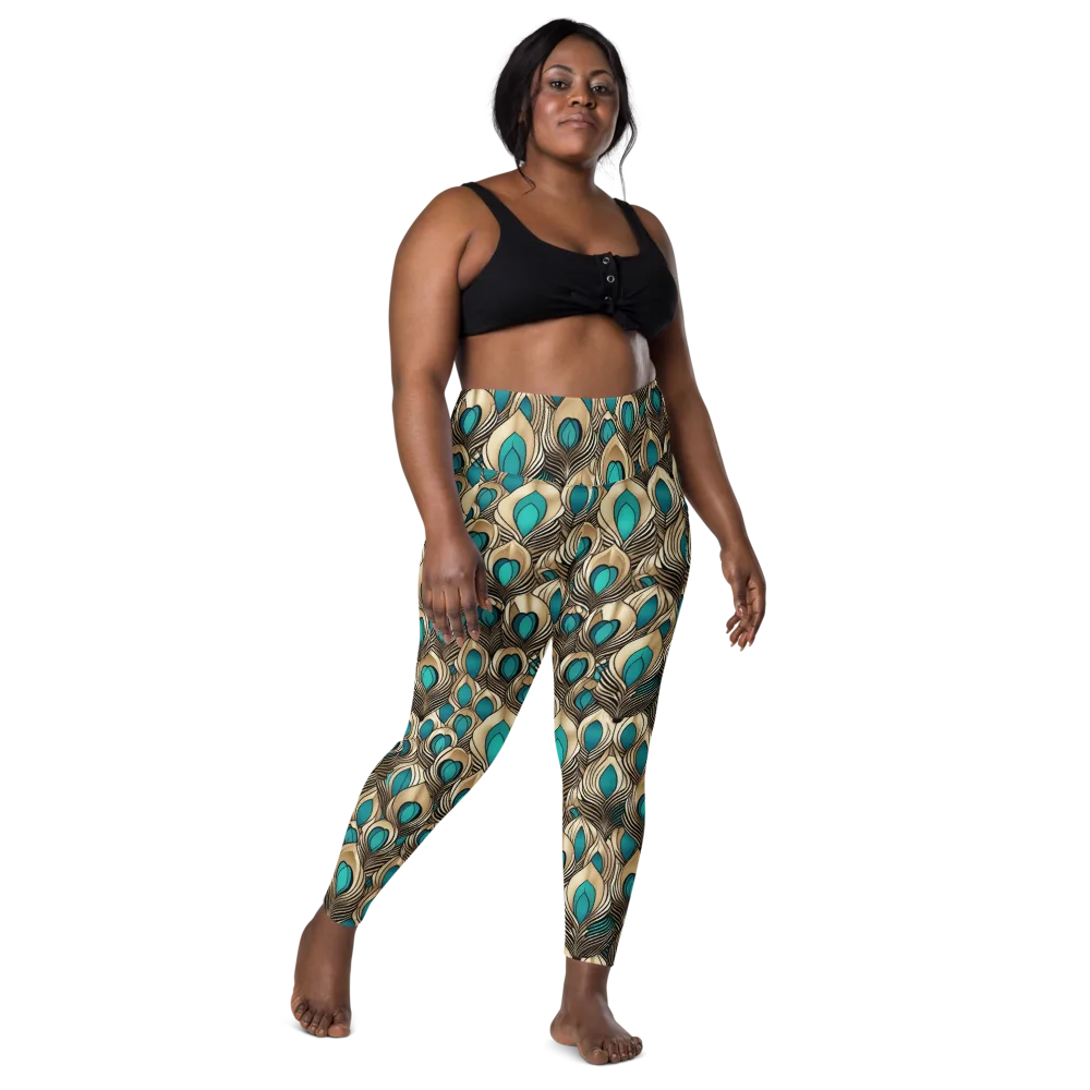 Gilded Feather on Leggings with Pockets — Front