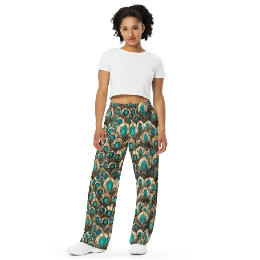 Gilded Feather on a Wide-Leg Pants