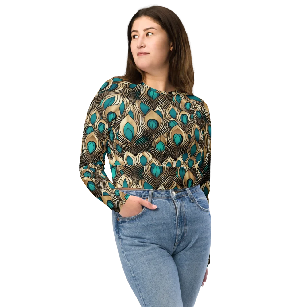 Gilded Feather on Long Sleeve Crop Top — Front