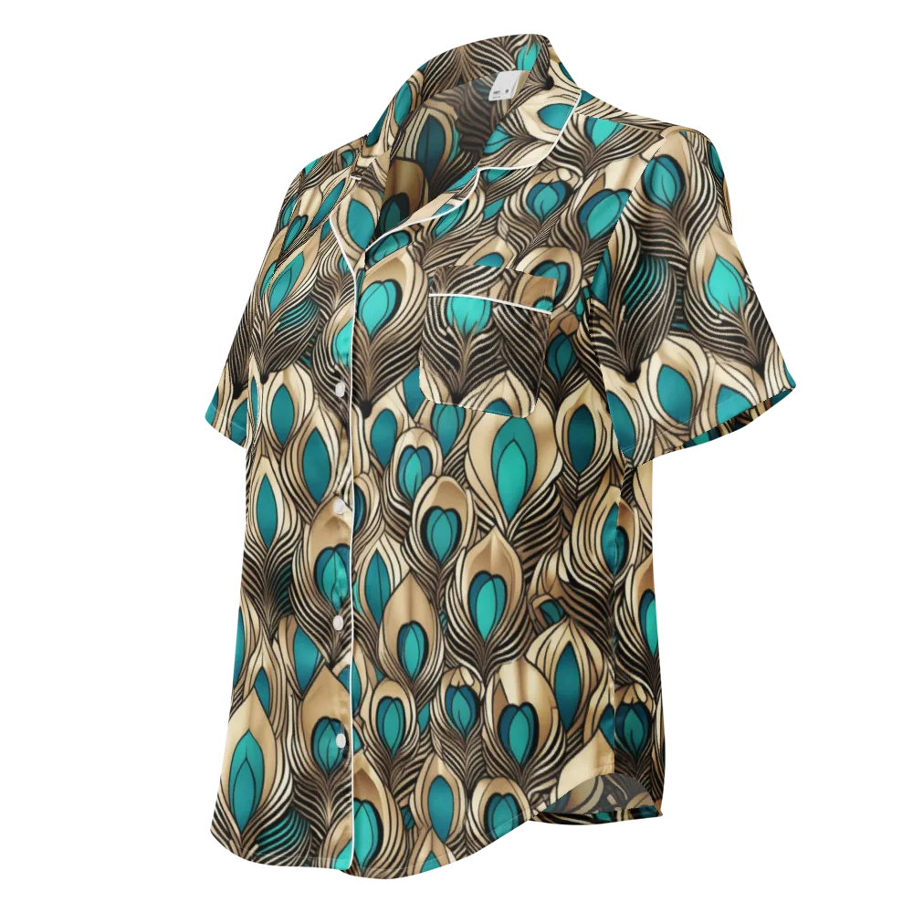 Gilded Feather on Women's Short Sleeve Pajama Top — Left Front