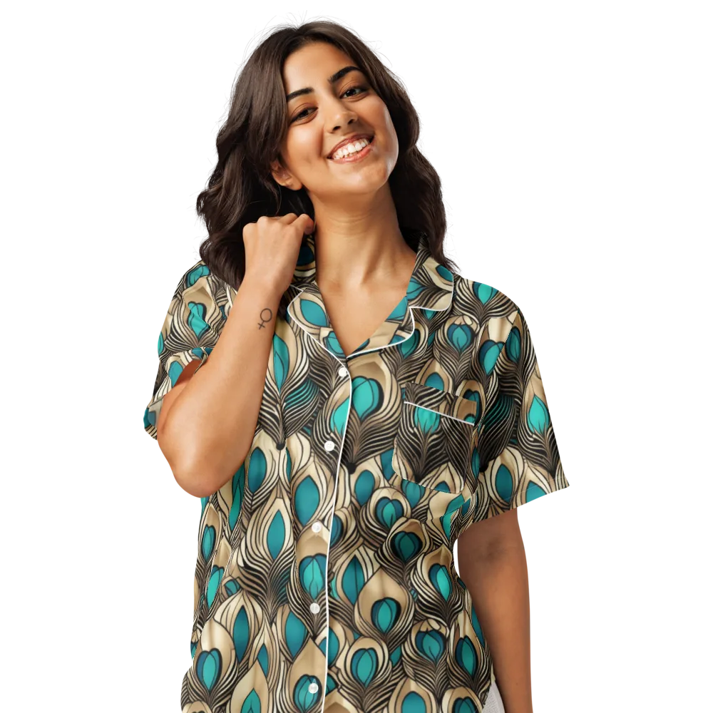 Gilded Feather on Women's Short Sleeve Pajama Top — Front
