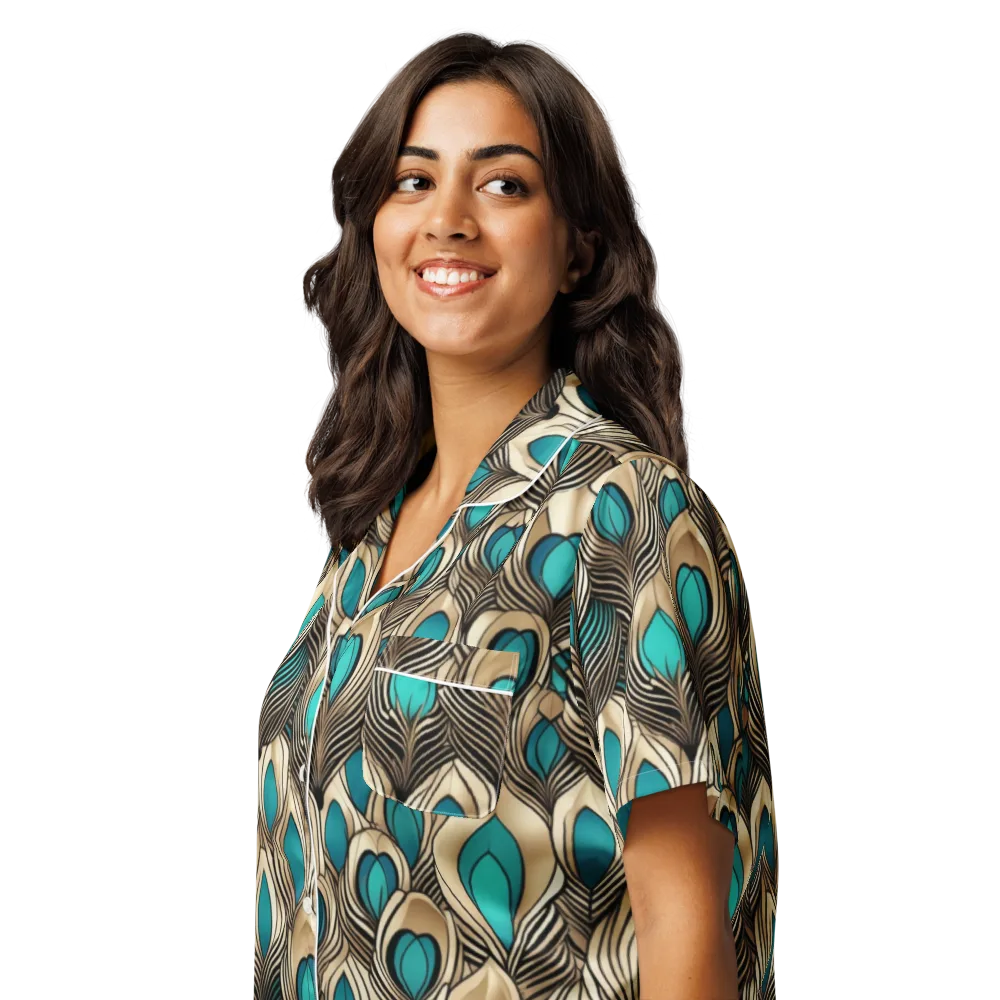 Gilded Feather on Women's Short Sleeve Pajama Top — Left Front