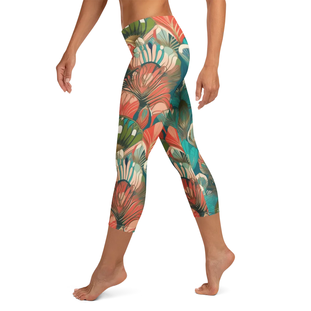 Tropical Deco on Capri Leggings — Left