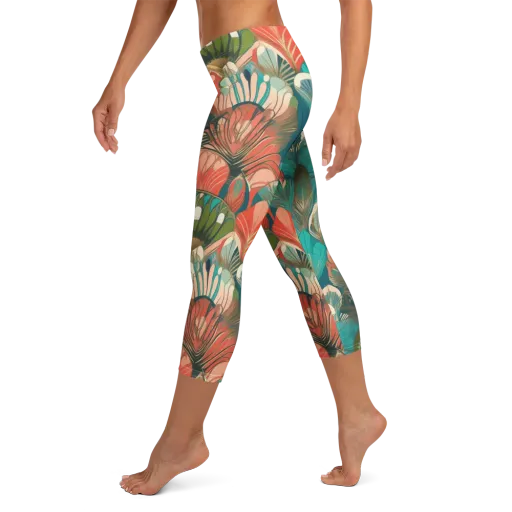 Tropical Deco on a Capri Leggings