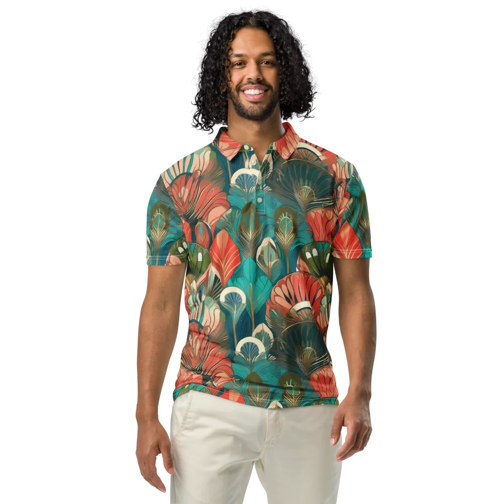 Tropical Deco on Men's Slim Fit Polo Shirt — Front