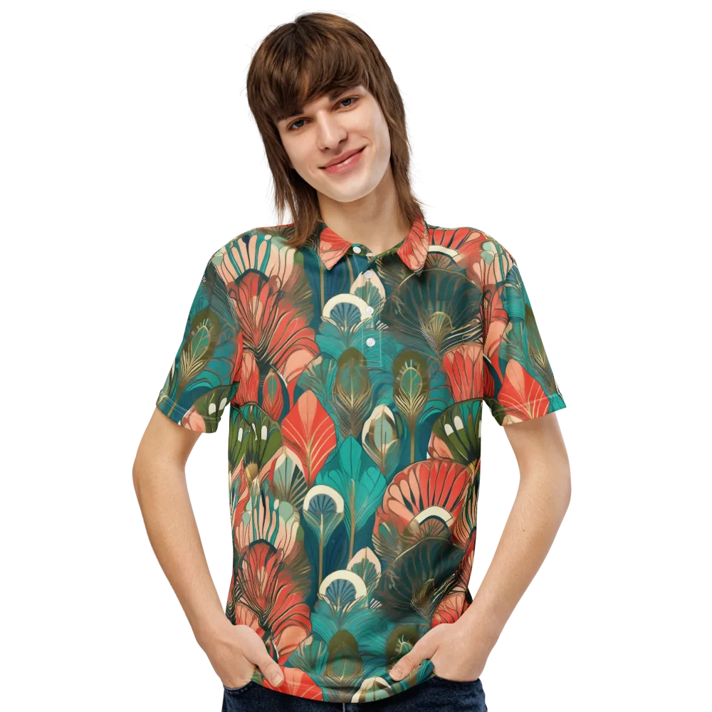 Tropical Deco on Men's Slim Fit Polo Shirt — Front