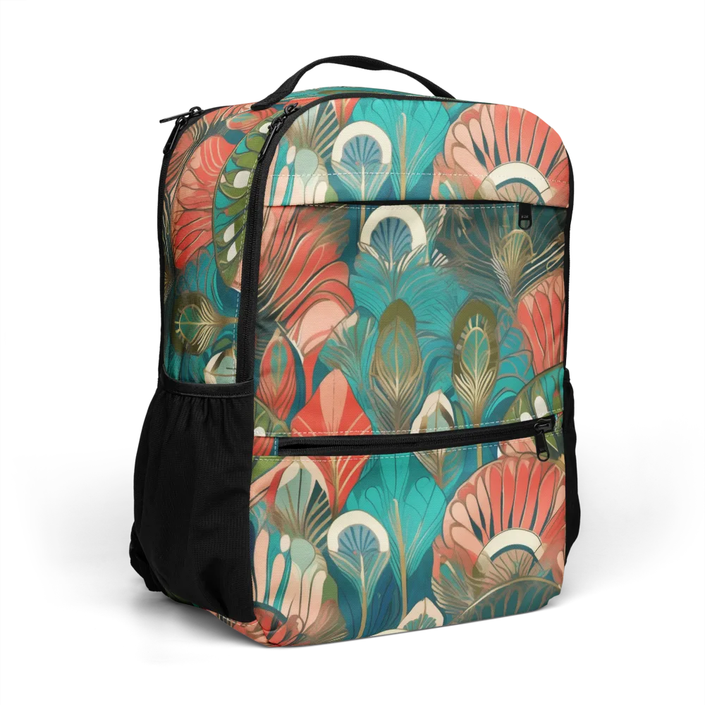 Tropical Deco on Utility Backpack — Right Front